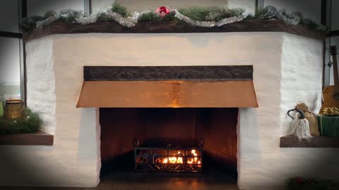 Golf Course Clubhouse Fireplace with Christmas Music