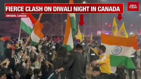 Khalistani's Clash With Canadian Indians Celebrating Diwali In Ontario Canada