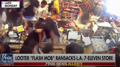 Complete lawlessness with high inflation MAD MAX hitting LA .hundreds of people Street Takeover ‘Flash Mob’ Ransacks 7-Eleven in Los Angeles. Los angels looking like 4th world shitt hole turning to madmax in the streets. LA head cop to stupid to do hi