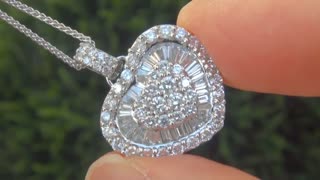 White Gold Pendant Necklace Natural Diamond