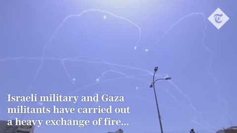 Israeli Iron Dome filmed intercepting rockets from Gaza_Cut