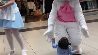 Little Girl Loves Meeting Easter Bunny
