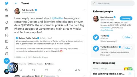 #RobSchneider Mocks Twitter For Complaining About Internet Censorship