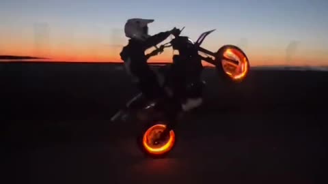 Stylish Biker, bike stunt on fire