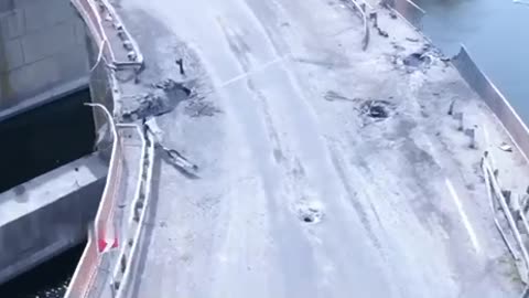 THE CONSEQUENCES OF THE MORNING STRIKE OF THE ARMED FORCES OF UKRAINE ON THE BRIDGE OF THE KAKHOVSKAYA HYDROELECTRIC POWER STATION.