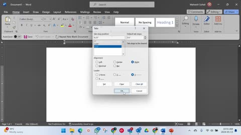 How to use Tabs in MS word