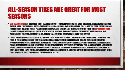 All-season tires are great for most seasons