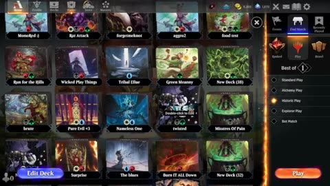 MTG Arena Few new deck builds & Mythic Rank play
