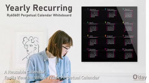 Yearly Recurring Perpetual Calendar Whiteboard