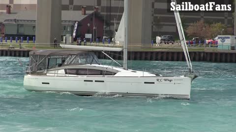 RC Wings Sailboat Light Cruise Under Bluewater Bridges In Great Lakes