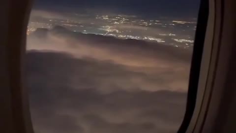 Enjoy the night view from the airplane