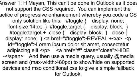 Can one insert a collapsible list in an outlook email