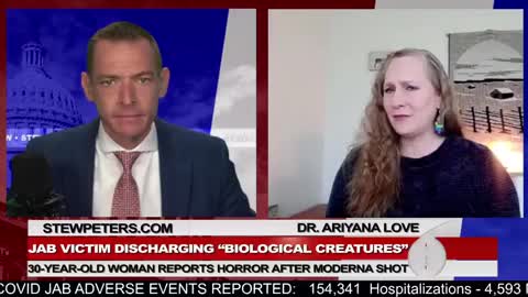 "ORGANOIDS "JAB VICTIM DISCHARGING BIOLOGICAL CREATURES WOMAN REPORTS HORROR AFTER MODERNA SHOT