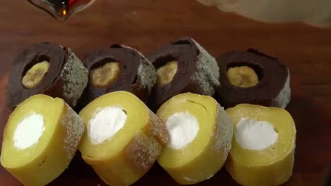 roll cake with whipped cream