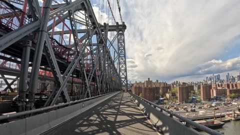 4K Driving Over WilliamsBurg Bridge from Brooklyn to Manhattan New York City NYC Outer Roadway ASMR