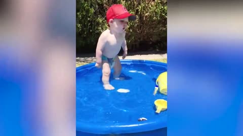Babies swimming for the first time