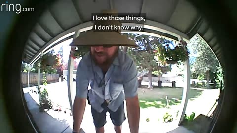 Mailman Dances In Front Of Ring Video Doorbell After Receiving Snacks From Owner