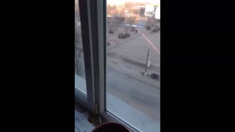 Tanks Fires Shell And Rolling Past The Window - Kharkiv Region 28/2/22