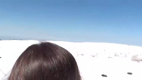 A girl enjoy Slide snow 🌨️❄️