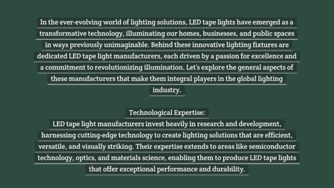 Spotlight on Leading LED Tape Light Manufacturers