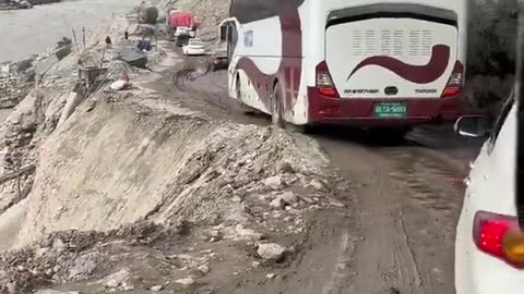 Kashmir slide bus driving dangerous road TikTok short video