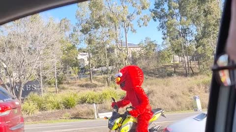 Elmo on a Motorbike