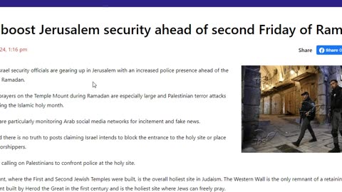 Temple Mount Warning: Police boost Jerusalem security ahead of second Friday of Ramadan - 3/22/2024!
