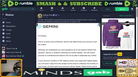 Founder of GAB Banned from Gemini Crypto Exchange