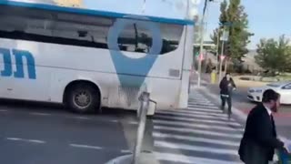 Video footage shows the attack at the entrance to Jerusalem this morning.