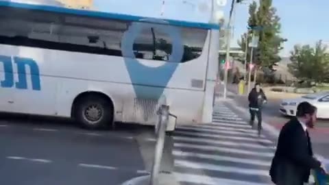 Video footage shows the attack at the entrance to Jerusalem this morning.
