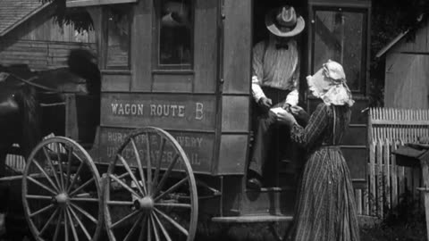 Buying Stamps From Rural Wagon, United States Post Office (1903 Original Black & White Film)