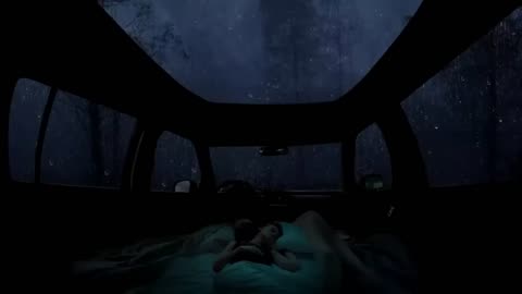 sound of rain, storm and thunder in a camper van