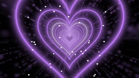 827. Neon Heart Tunnel Heart💜Light Purple Heart Background