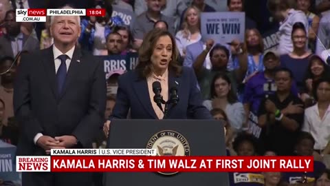 Kamala Harris holds first joint rally with Tim Walz since naming him as running mate