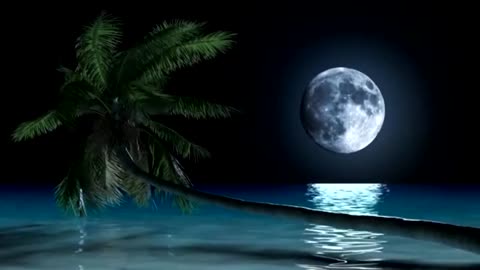 Musical background, sea and moon perfect for relaxing.