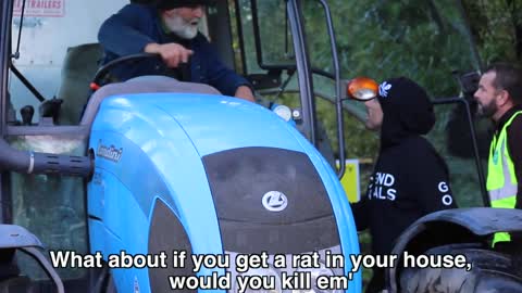 BEEF FARMER DRIVES THROUGH VEGANS WITH A TRACTOR