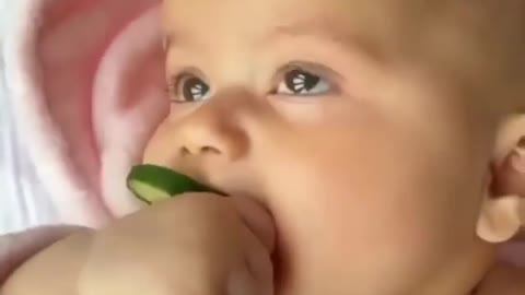 Baby funny eating