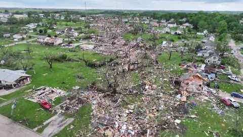 Drone Footage Tornado Devastates Downtown Greenfield, Iowa - Catastrophic Destruction
