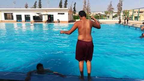 Boy Flips Over In Swimming pool