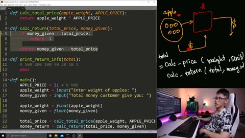 31. Calculate total price, return money-Lập trình Python- DLTT- BT tính tiền dùng function -P5