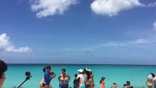 Airplane landing in the Caribbean