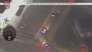 Pick Up Truck Taken Out By RV During Police Chase... Foot Bail