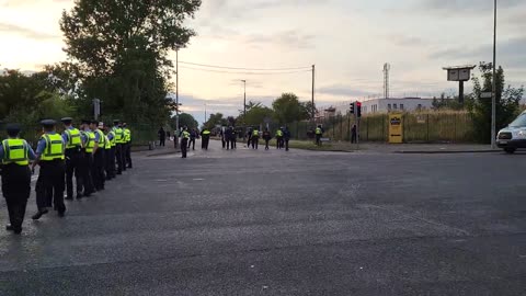 To stop peaceful protesters blocked the road.