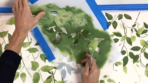 How To Stencil Faux Hanging Vines With Cutting Edge Stencils Clematis Vine Stencil Kit.