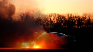 fully engulfed car fire