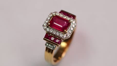 Custom pink ruby jewelry - handmade vintage gold ring with ruby stone