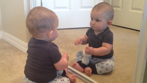 Who's That Baby In The Mirror_ Baby Doesn't Recognize Reflection After Haircut! (ORIGINAL)