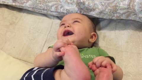 Funny baby laughing with farts.