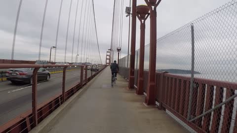 Crossing the Golden Gate Bridge San Francisco by bike