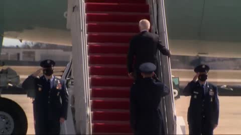 President Biden falls on Air Force One stairs fun